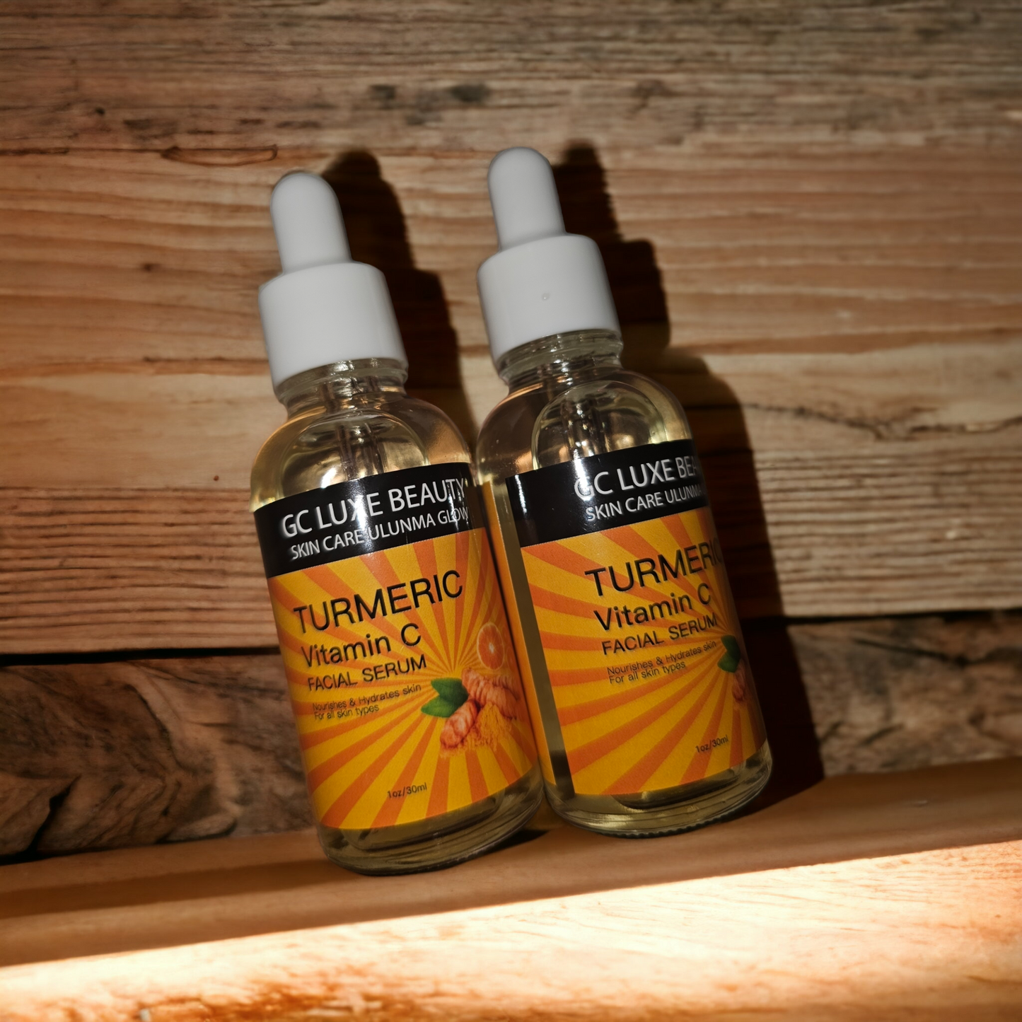 GC LUXE BEAUTY SKIN CARE ULUNMA GLOW TURMERC VITAMIN C FACE SERUM.