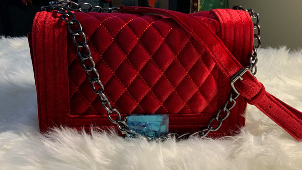 Luxe Velvet Quilted Purse