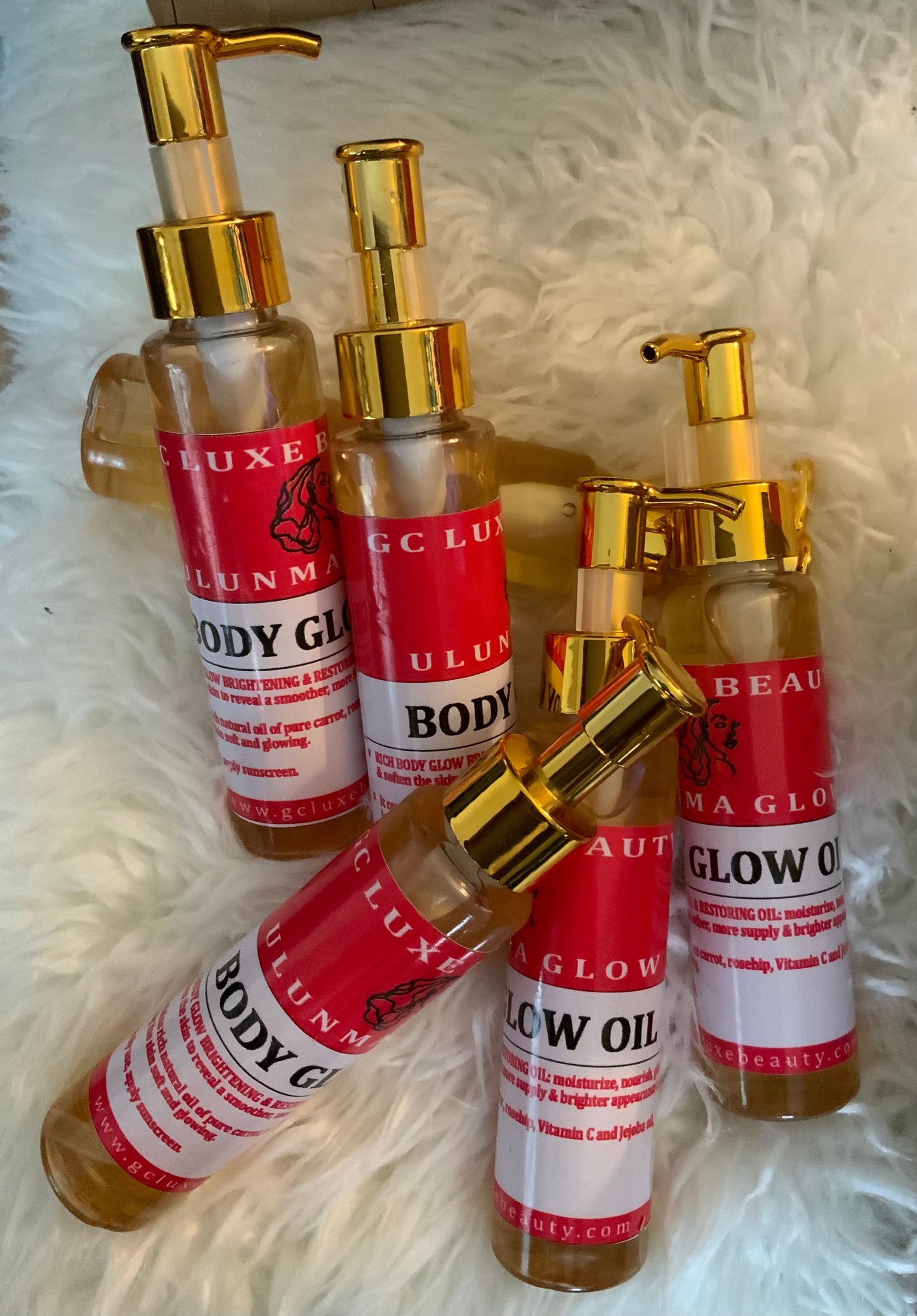 GC LUXE BEAUTY BODY GLOW OIL.