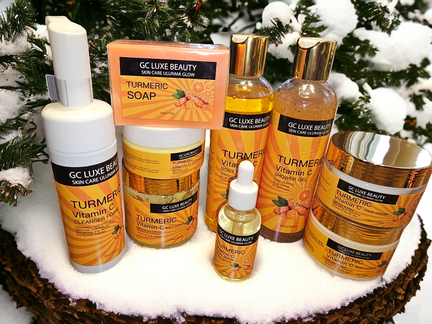 GC LUXE BEAUTY TURMERIC VITAMIN C BUNDLE PACKAGE package ULUNMA GLOW