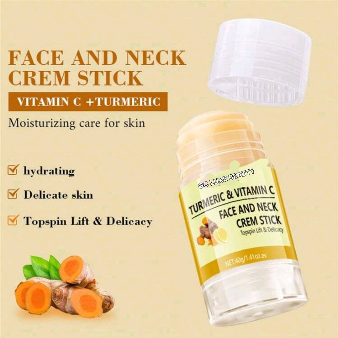 GC LUXE BEAUTY 40g Vitamin C+Turmeric Deep Hydrating Neck &Face cream stick, Reliefs Tightness Dryness, Moisturizes& Nourishes skin.